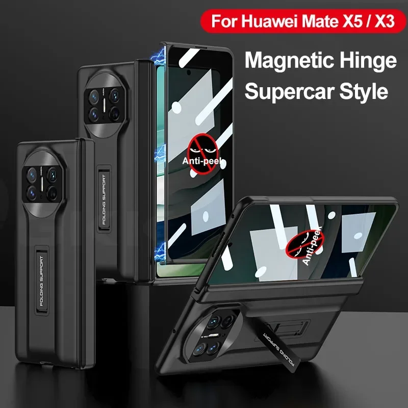 

Anti-peek Glass Supercar Style Case For Huawei Mate X5 360 Degree Protective Plastic Matte Stand Cover For Huawei Mate X3 Cases