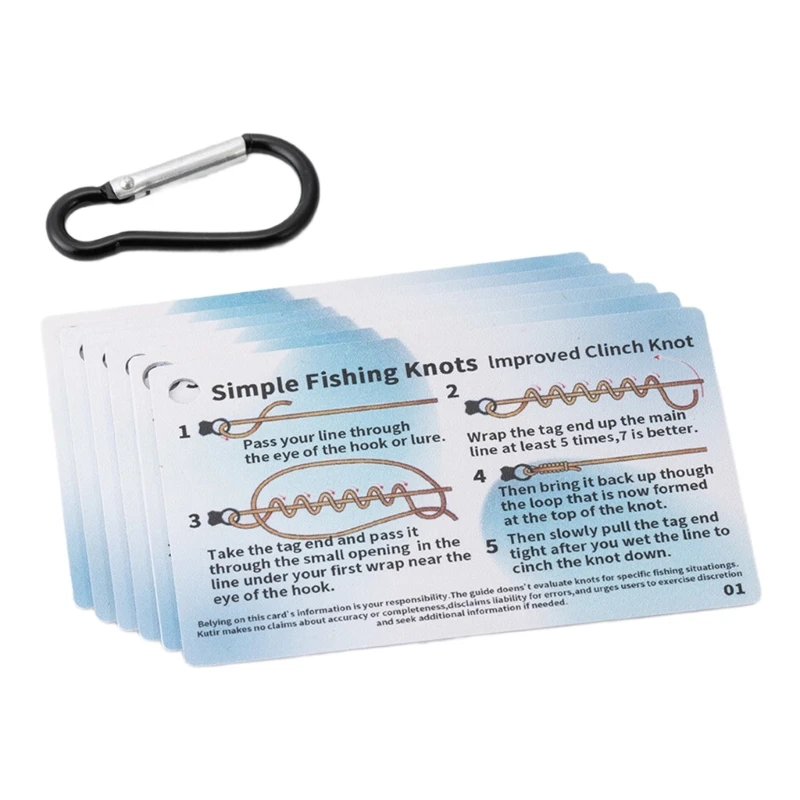 Q39E 1 Set Fishing Knot Instruction Card Methods Guide Card Set Including 12 Knot Techniques for Attachments Compacts Size