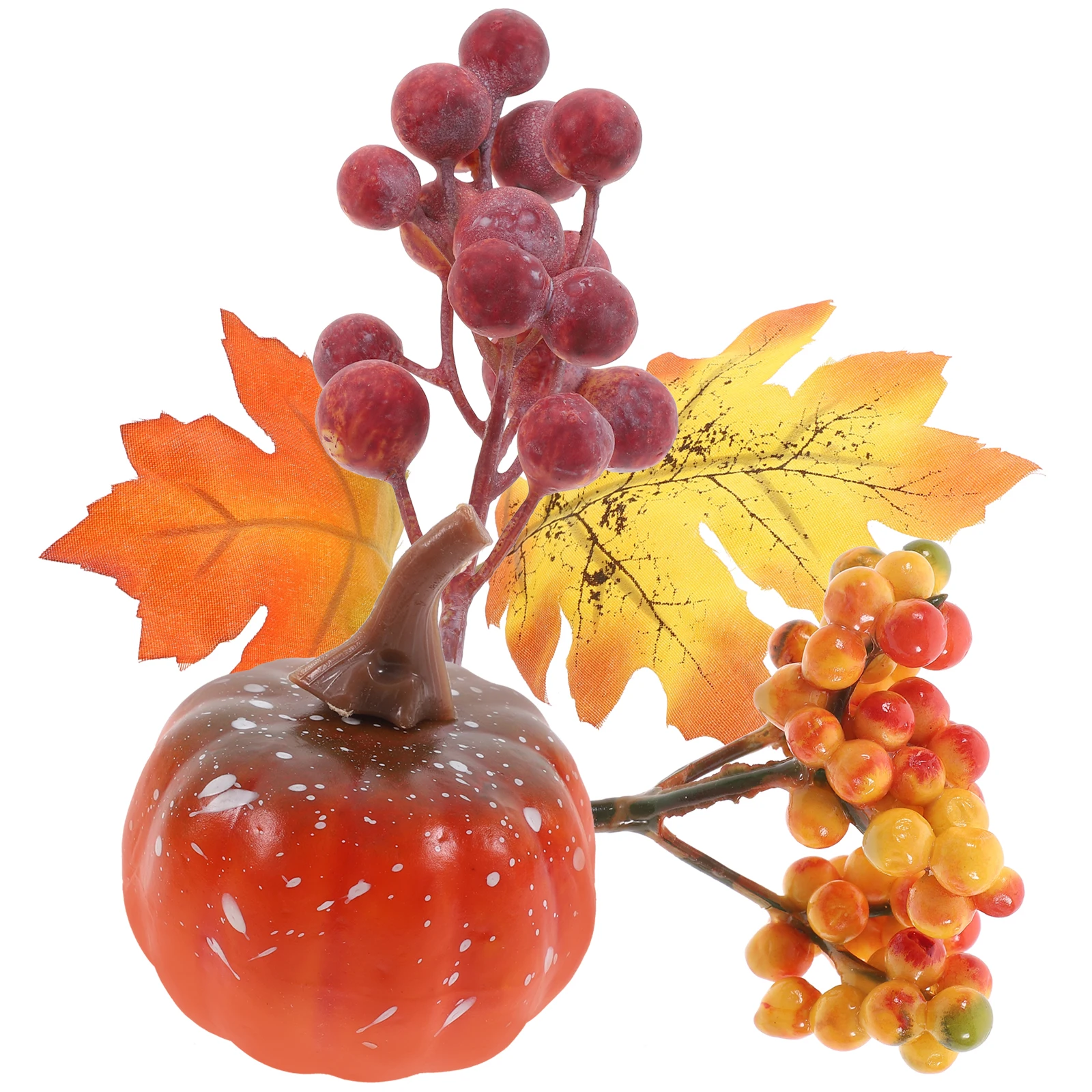 

Thanksgiving Autumn Table Decor Artificial Pumpkins Maple Leaves Berries Set A07823