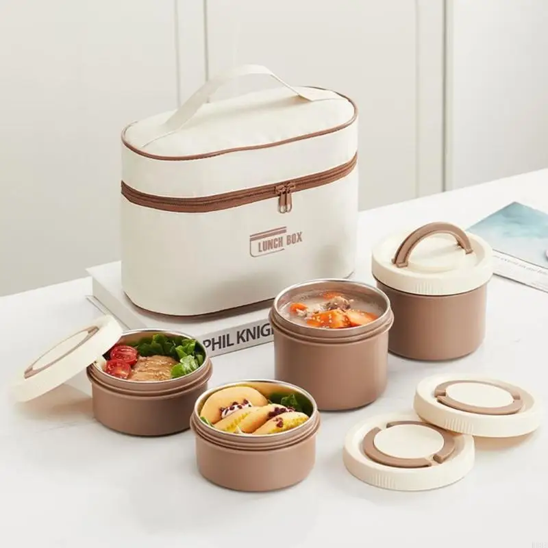 

Large Capacity Insulated Mealbox Set With 4 Stackable Canisters Impermeable Plan For Office School Outdoor Oven Safe Box B03E