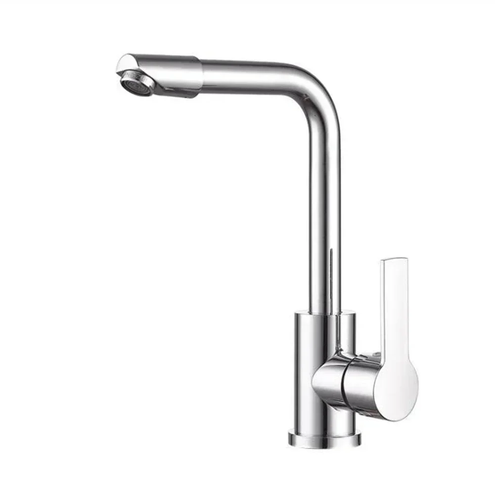 Kitchen Water Faucet 304 Stainless Steel Sink Faucets Cold and Mixer Hot Tap Bathroom Basin 360 ° Rotation Single Handle Taps