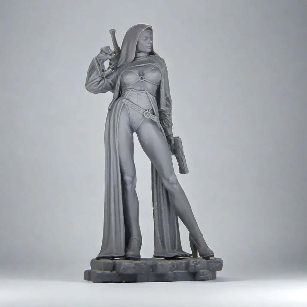 Woman With A Machine Gun Miniature Figure 1:24 Resin Model Kit Unpainted Plastic Model Kit  Anime Figure A563