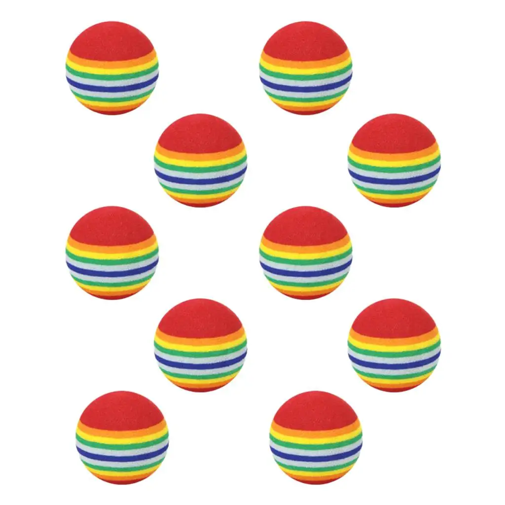 10Pcs Golf Balls Rainbow Sponge Elastic indoor Practice Training Aid