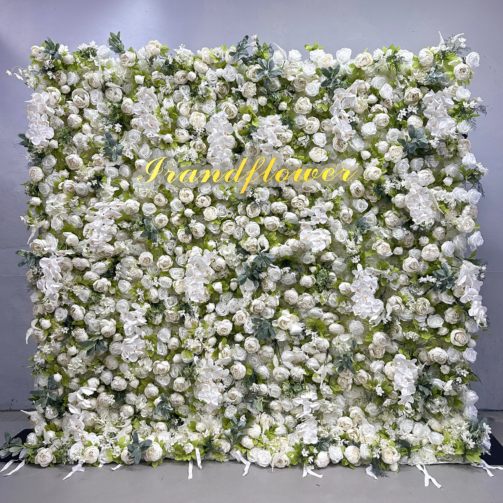 

Customized Classic Romantic Indoor/Outdoor Silk Artificial White And Green Backdrop Flower Wall For Wedding Decorations