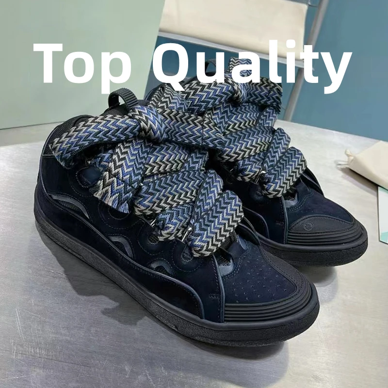 2024 Hip-hop women's Men's sports shoes New Thick tongue design Colorful shoelaces Casual Shoes  Genuine leather material