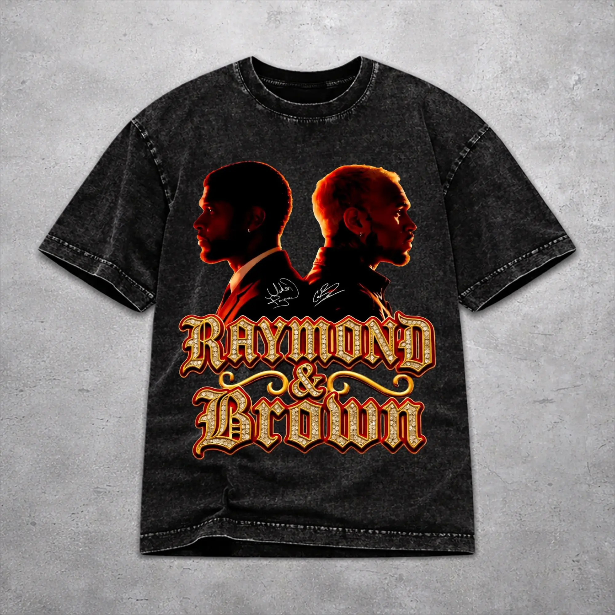 Oversize Chris Brown Usher R&B Tour 2026 Merch T-Shirts for Men Women  Washed Cotton Tee Shirts Clothes