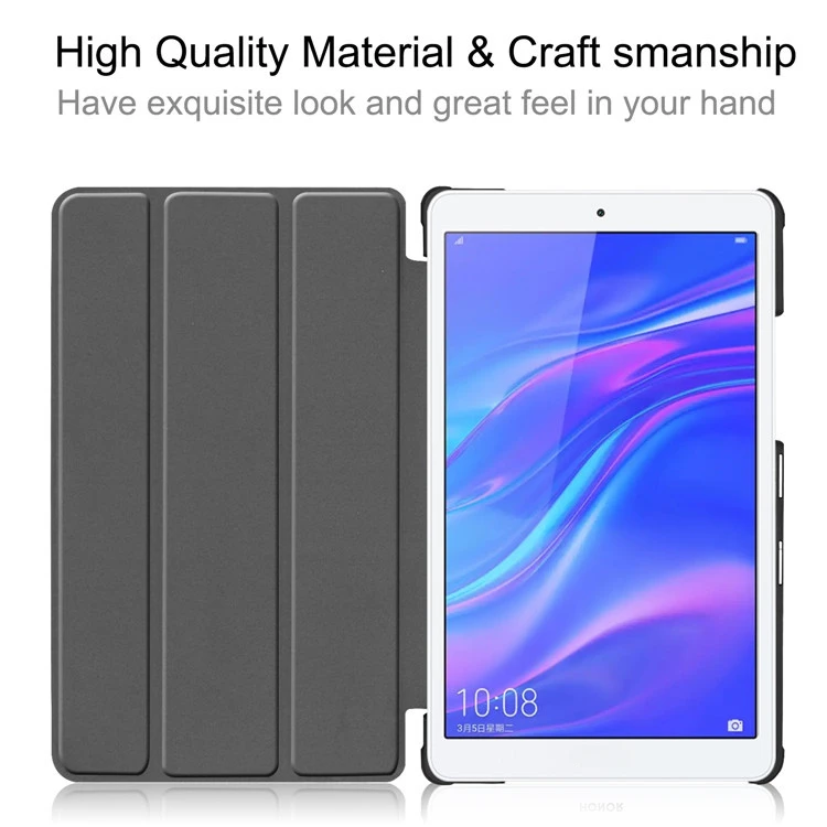 Dreifach faltbare Hülle für Huawei M5 Lite 8.0 mit automatischer Aufwach- und Schlaffunktion, stoßfeste Lederhülle für Tablet – Detail 7
