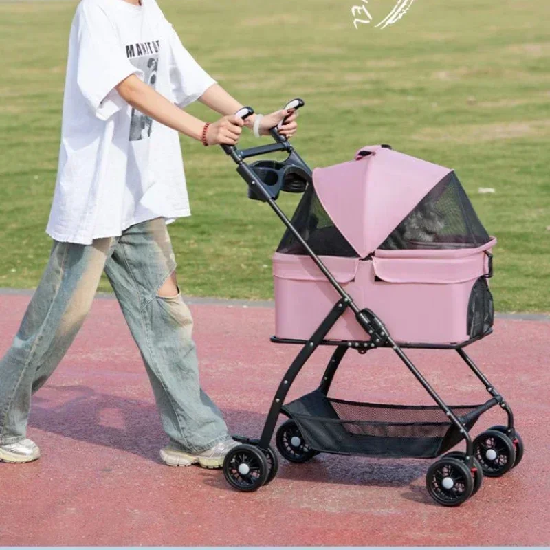 Pet Stroller Dog Carrier Bag Backpack Pet Cart Dog Cat Teddy Special Trolley Out Small Pet Portable Lightweight Foldable Dog Car