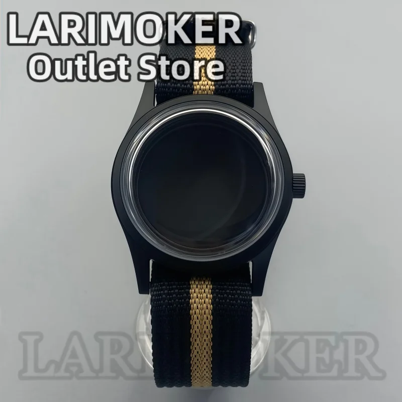 

LARIMOKER 36 39 мм черный матовый корпус нейлоновый сетчатый ремешок DomedK1 Минеральное стекло подходит для механизмов NH35 и PT5000