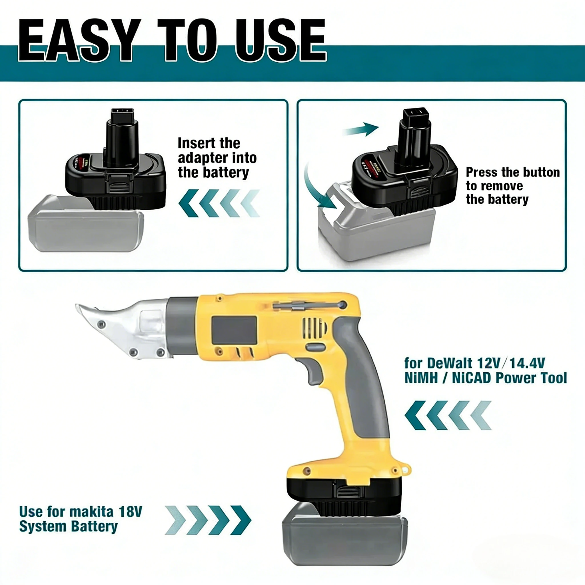 

Battery Adapter for Makita 18V Li-ion Battery Converter to for Dewalt 12V Cordless Power tools MT18DC12