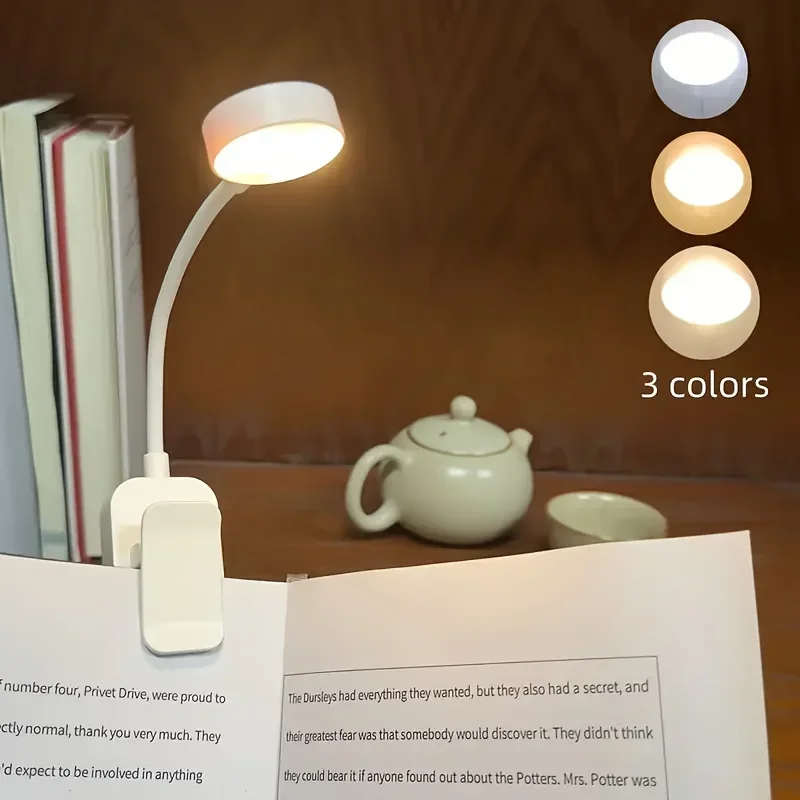 1 Stück USB-Lade-Leselampe mit 3 Farbmodi, Augenschutz-LED, Tragbares Buch-Nachtlicht, Büro- und Lernzubehör – Detail 5