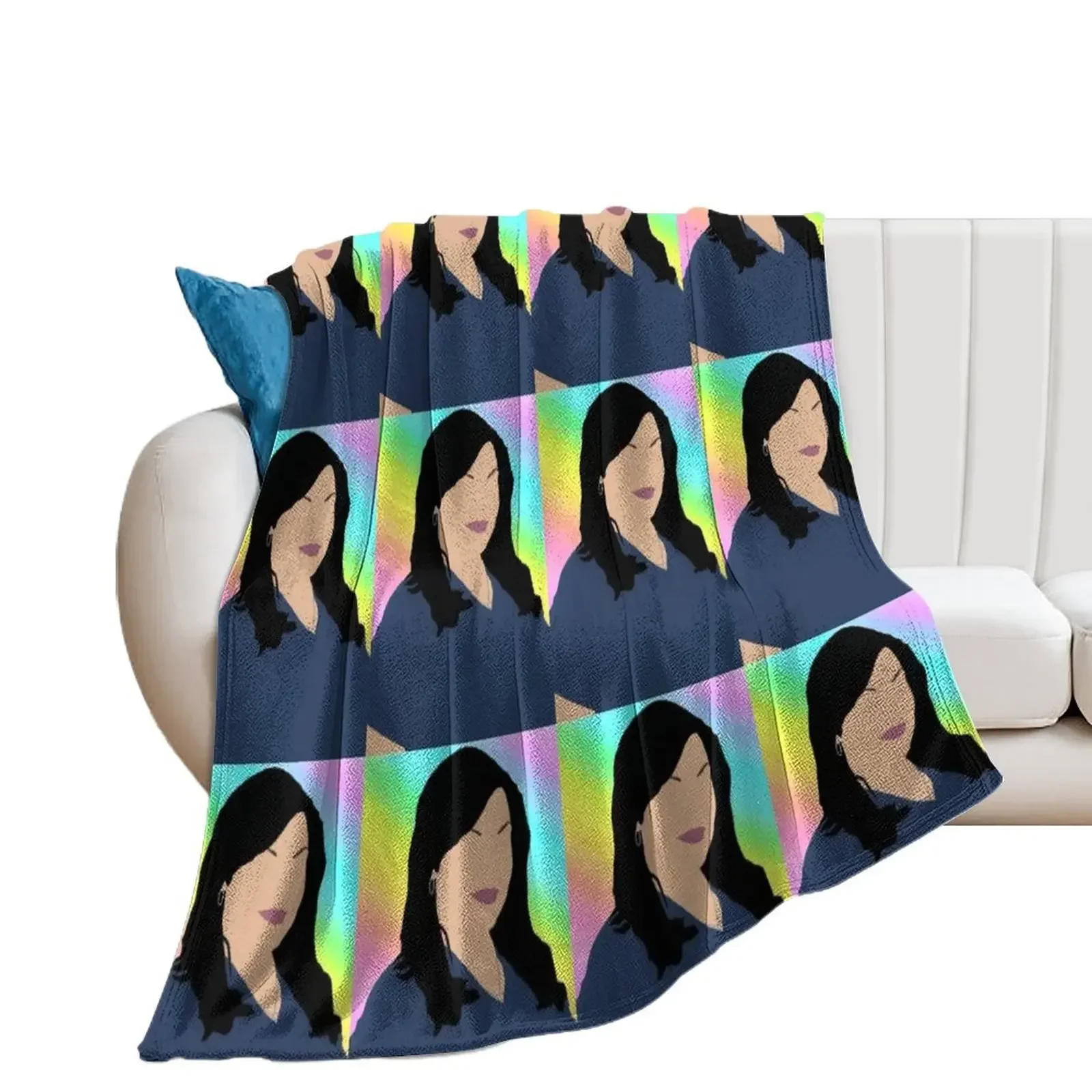 Callie Torres Pastel Rainbow Throw Blanket Luxury Designer Soft Picnic Blankets