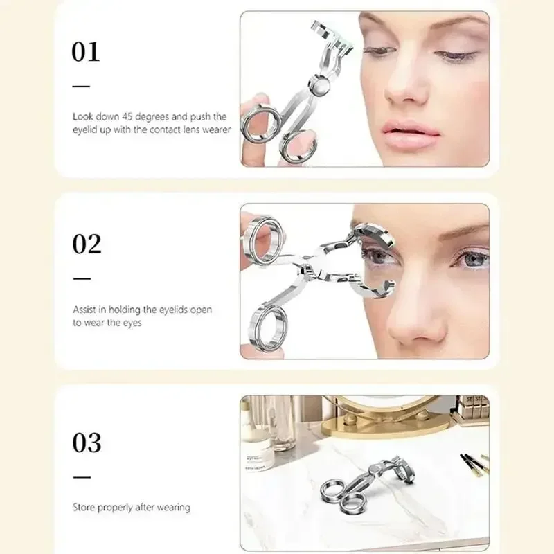 Contact Lens Eyelid Stretcher Women Eye Care Contact Lenses Inserter Remover Scissor Shaped Contact Lens Wearing Tool