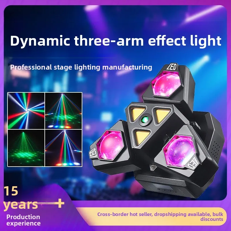 

3-Arm Dynamic Moving Head Light with Remote, RGB LED Beam Laser Stage Lamp for DJ Bar KTV Disco Party