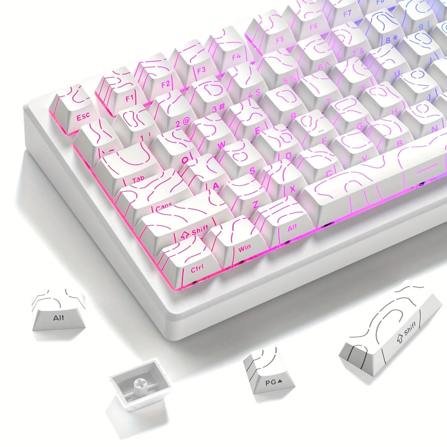 2026 Contour Line PBT-Tastenkappen 97 Tasten Cherry-Profil Seitlich Bedruckt Hintergrundbeleuchtet für 61 68 75 84 87 Mechanische Tastatur Magnetischer Schalter