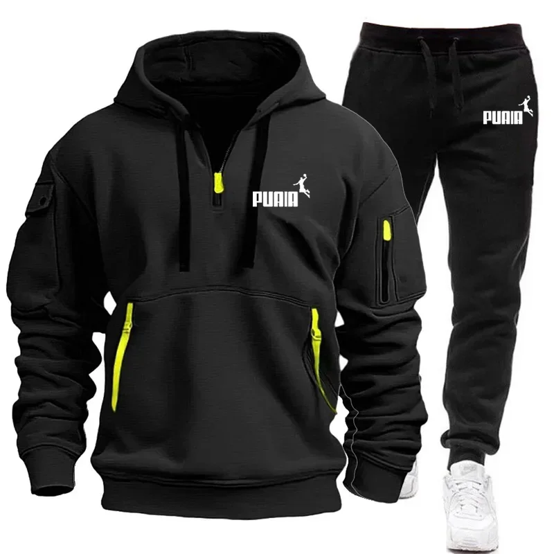 2024 Men Tracksuit Sweatshirt + Sweatpants Two Pieces Set Men\'s and Women\'s Sportswear Zipper Hoodies Loose Pullover Winter S-3X