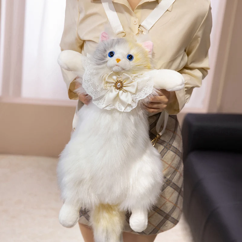 سوبر لطيف مقلد القط على ظهره Kawaii لوليتا ديكور هريرة أفخم دمية الدمى القط Ins نفس النمط هدية عيد ميلاد الفتاة