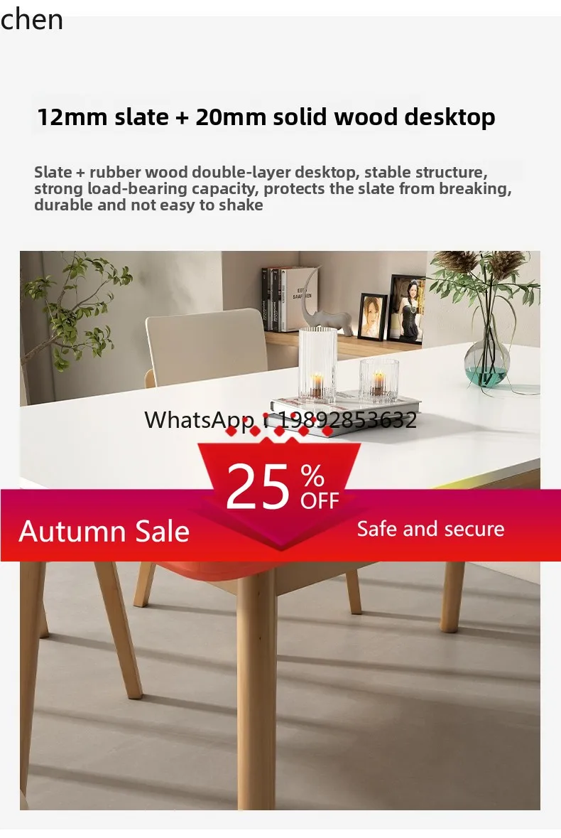 

Rock Slab Dining Table and Chair Set for Home Use, Small Apartment Dining Table, Solid Wood