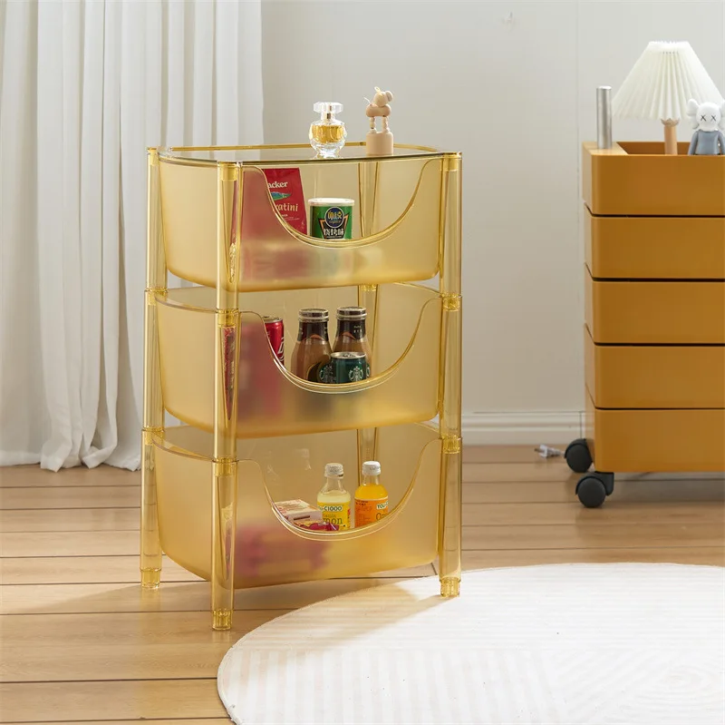 

Nordic acrylic household cabinet Internet celebrity transparent multi-layer combination storage locker transparent trolley