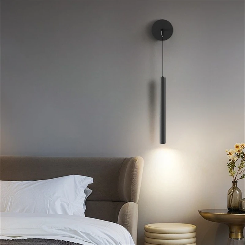 Wall lamp Bedroom bedside lamp Spot lamp Modern simple LED living room TV background wall Eye-protection bedside pendant lamp