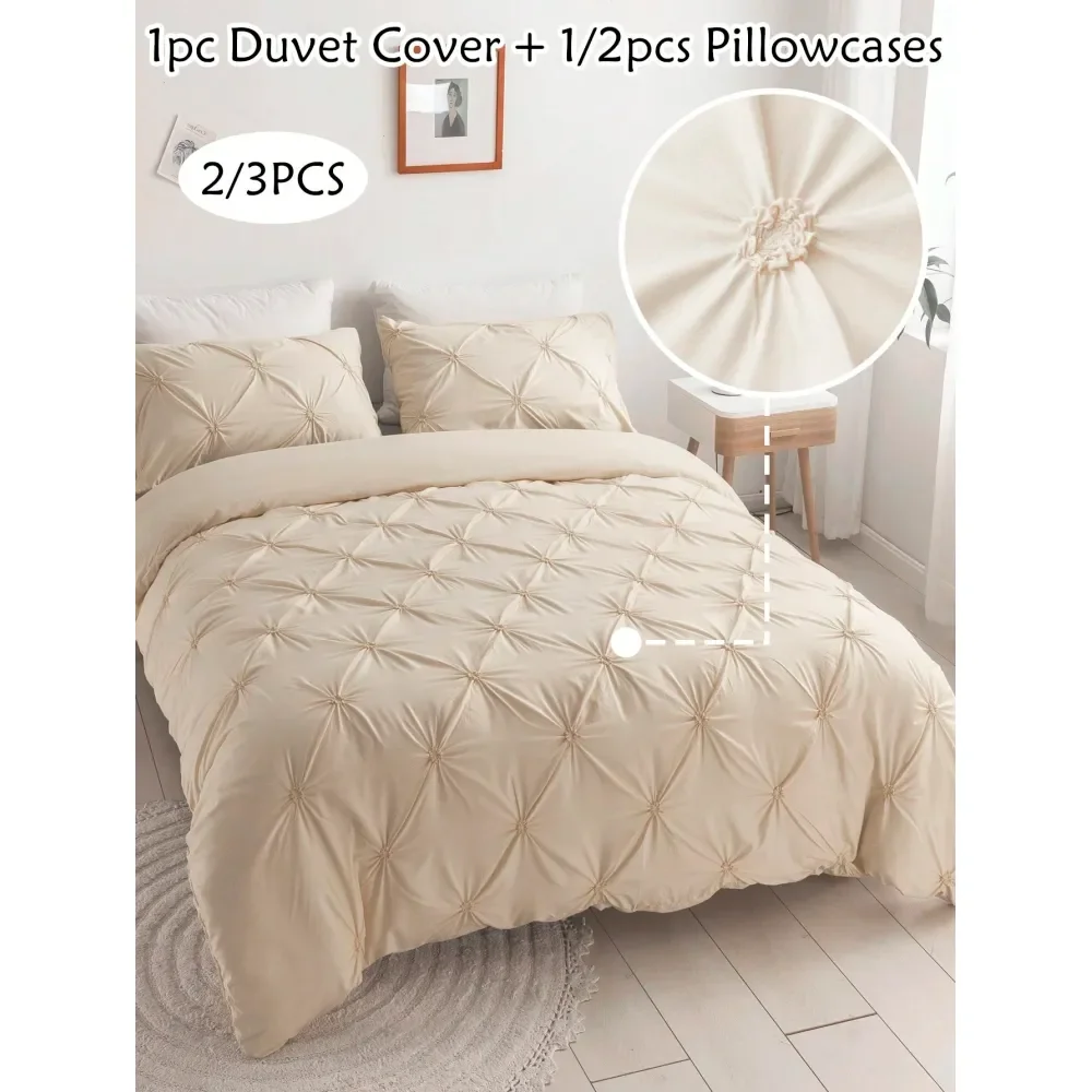 

Комплект из 3 предметов: плиссированный пододеяльник из полиэстера цвета хаки, роскошный современный комплект постельного белья, размер King Size, подходит для всех сезонов, мягкий, дышащий, размер M