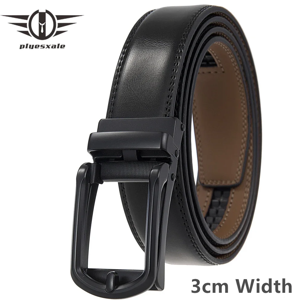 

Plyesxale 3cm Width Genuine Leather Belt Men Automatic Buckle Fashion Mens Luxury Designer Belts Waist Ceinture Homme 2024 B1051