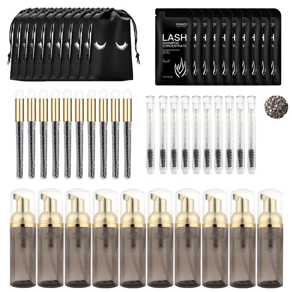 

25/50pcs Eyelash Cleaning Kit Non Irritating Lash Shampoo Brush Grafting Tool Portable Makeup Cleaner Set Suitable for Travel