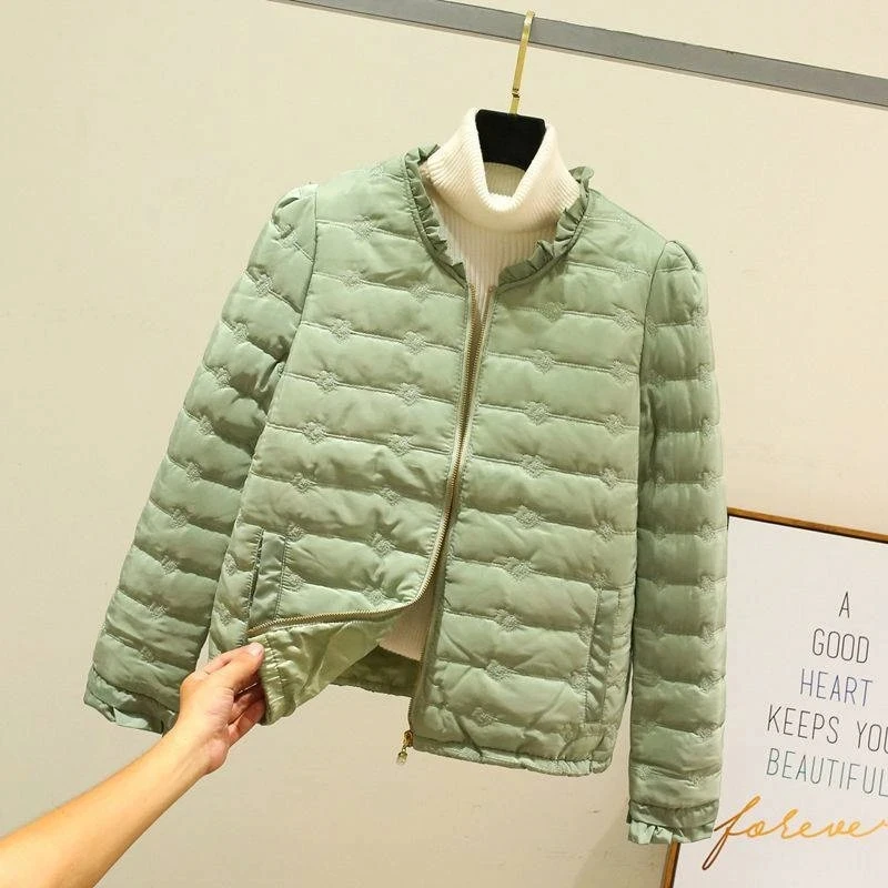 2023 Autumn Winter New Women Cotton Padded Jacket Warm Korean Elegant Casual Loose Lightweight Solid Color Parka Female Outwear