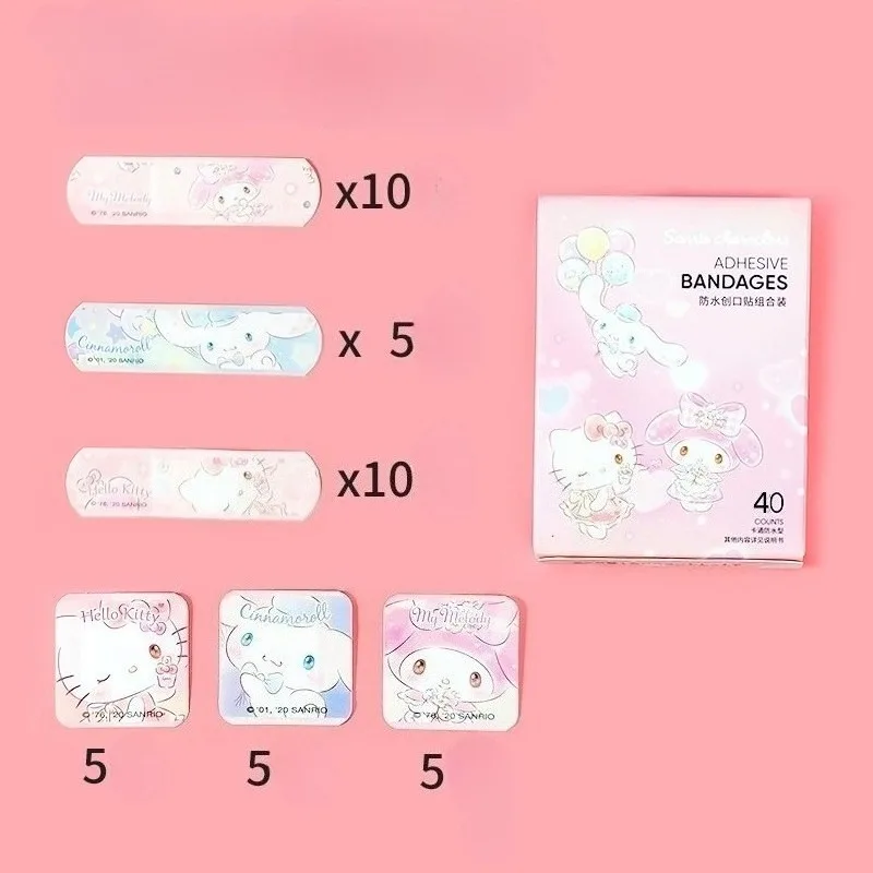Sanrio Hello Kitty Adhesive Bandage Cartoon Anime Action Figures My Melody Cinnamoroll Q Figural Cute Medical Product Decoration