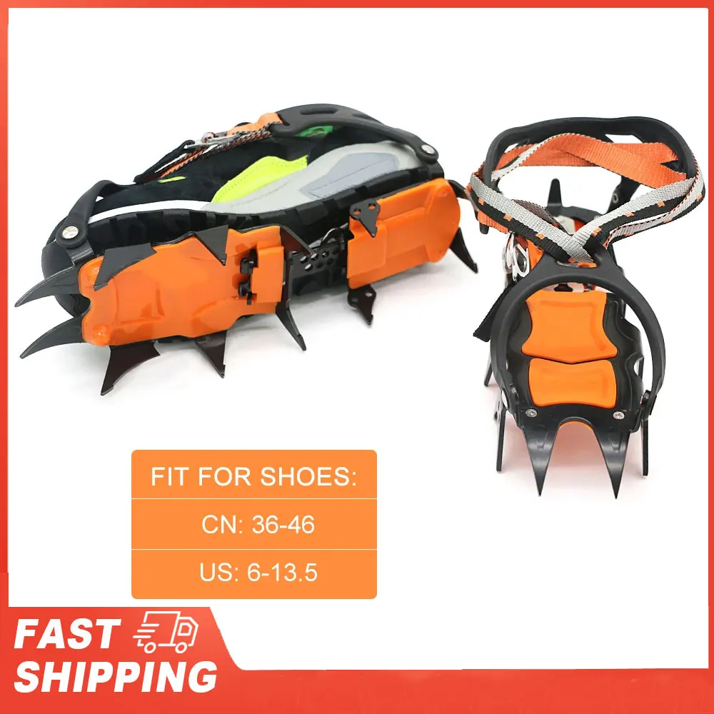 Escalada en roca al aire libre, pesca en hielo, cubierta de zapato antideslizante para nieve, equipo antideslizante para montañismo, Crampones profesionales de 12 dientes
