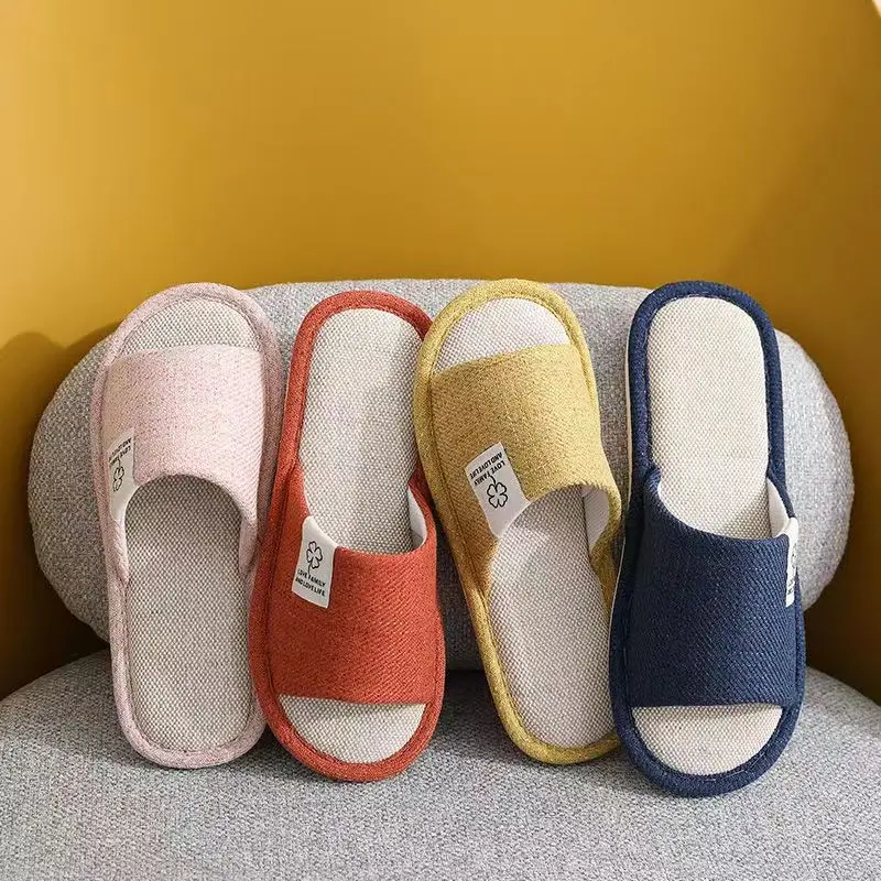 Indoor Anti-Slip Silent Linen Slippers Lightweight Absorbent Home Four Seasons Cotton Linen Couple Slippers Spring Summer Aut...