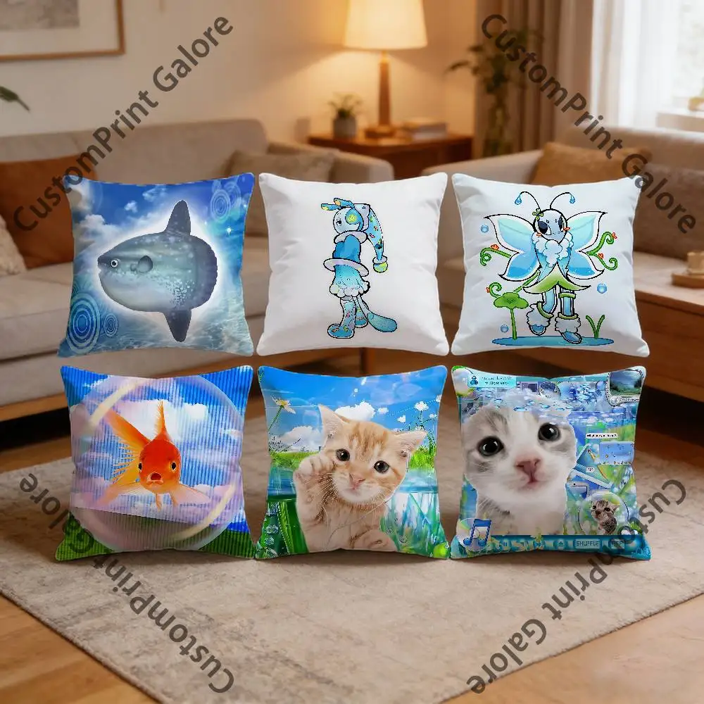 

Frutiger Aero Art Pillow Cover Polyester Square Cushion Case 45 cm Decorative for Home Couch Bed Car Decor