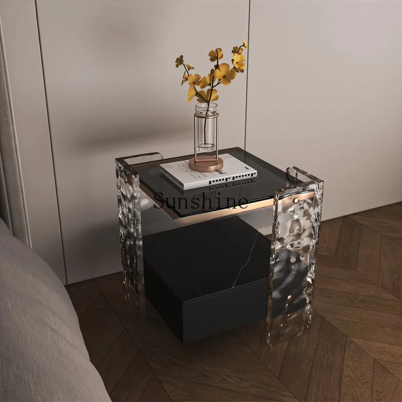 

Premium villa light luxury solid wood smart bedside table design creative storage bedroom