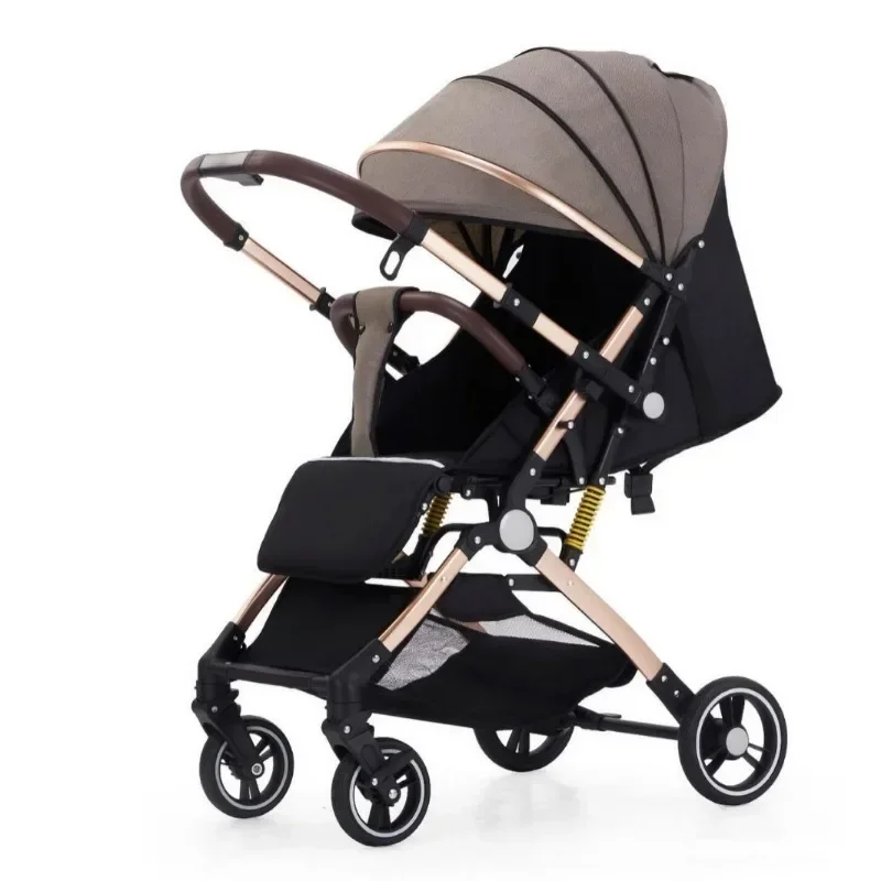 

aby strollers can sit or lie on two-way high-view portable shock-absorbing one-button folding children's strollers