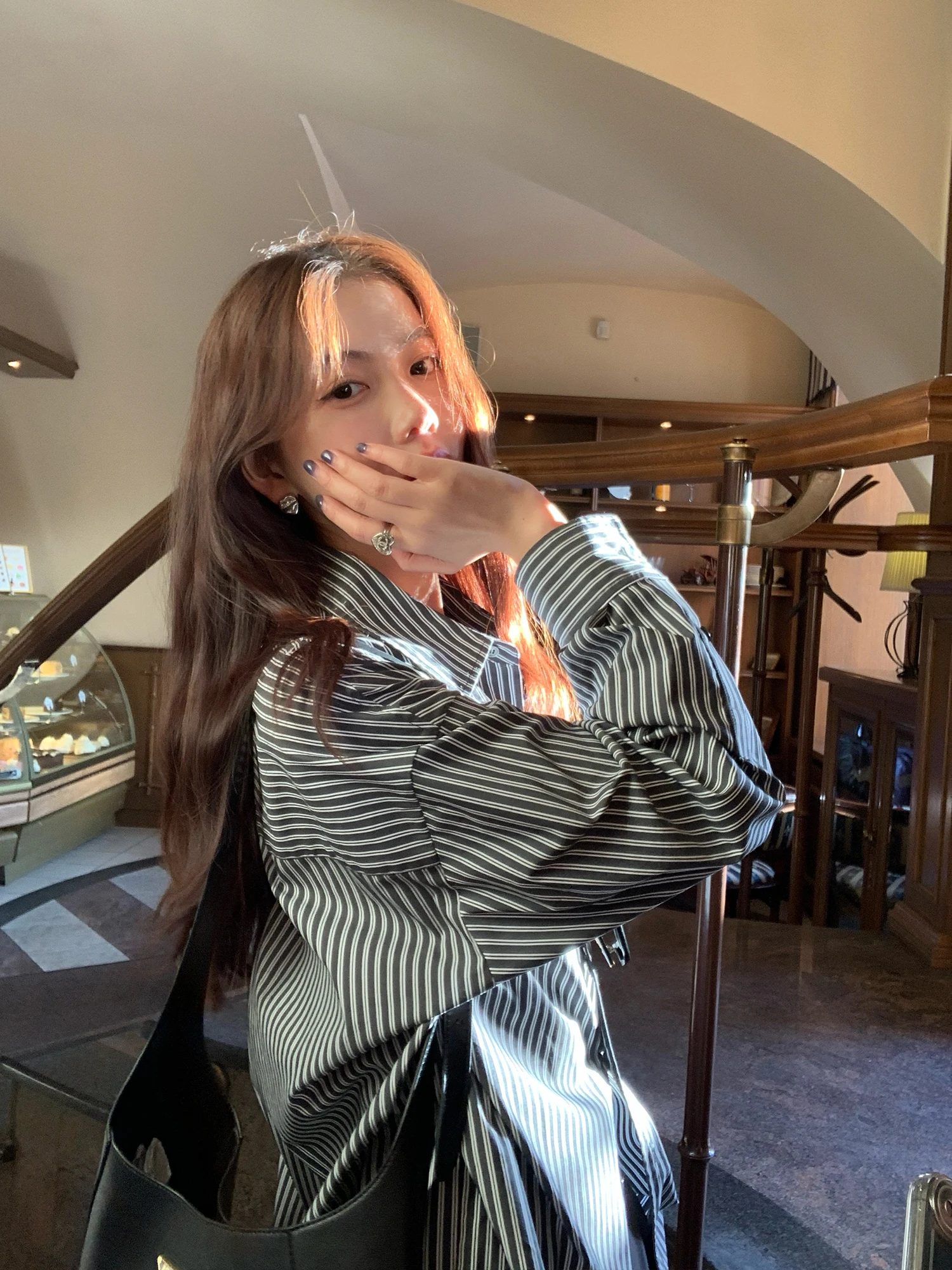 

Женская свободная рубашка Pusumede Milan с синей вышивкой и полосками, с длинным рукавом, в повседневном стиле, из смесового хлопка, немнущаяся