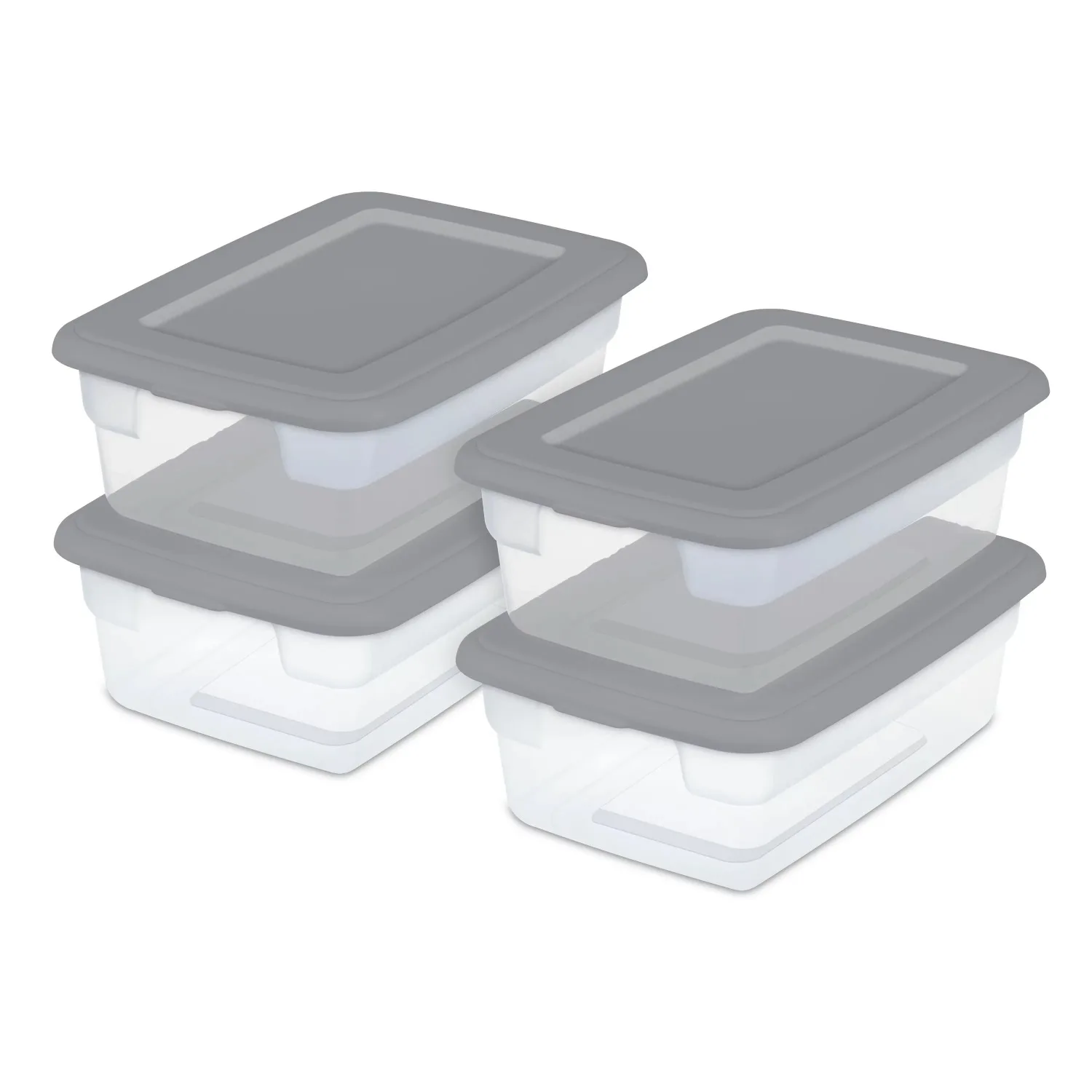 

3 Gallon Plastic Storage Box, Gray and Clear, 16 Count