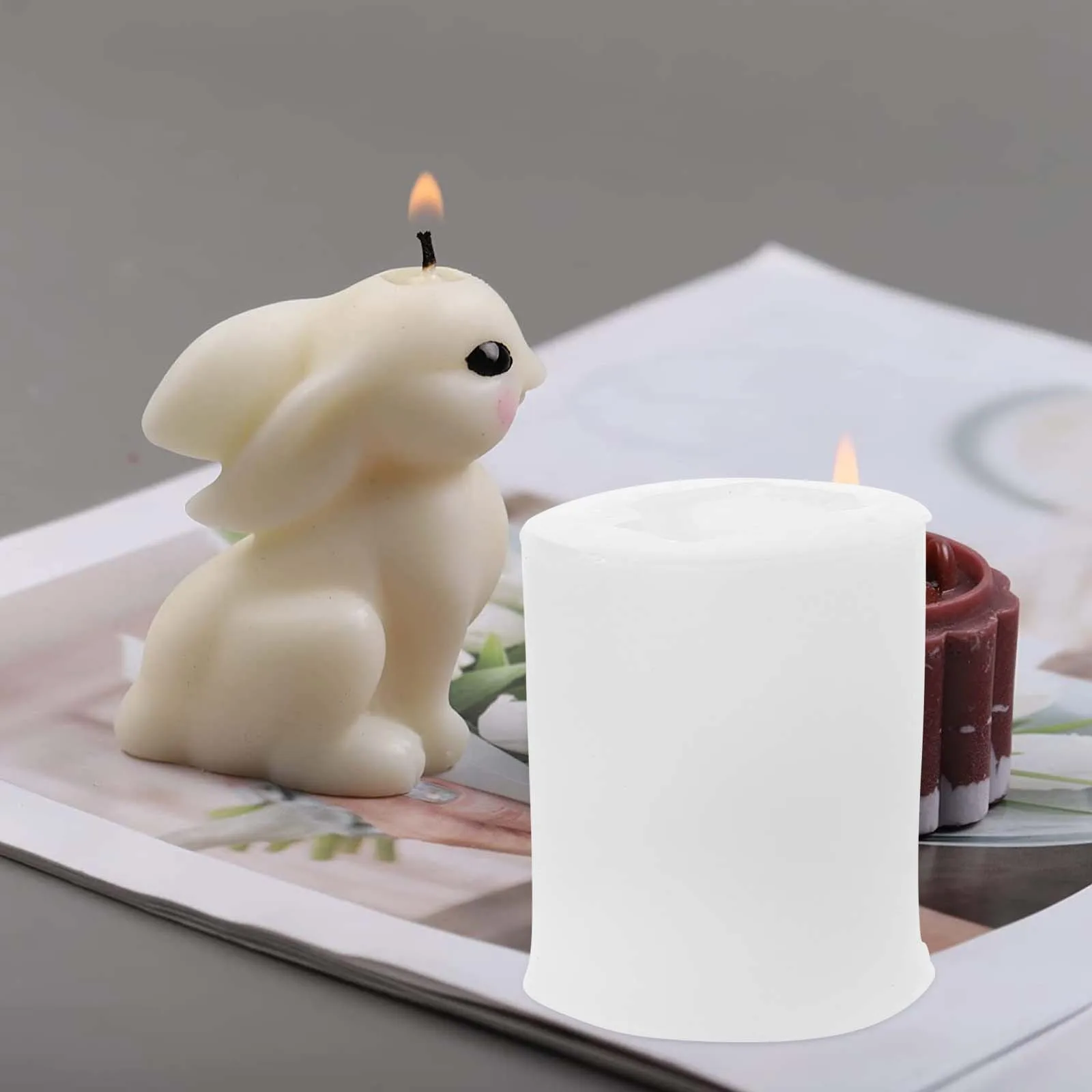 3D Rabbit Shaped Silicone Reusable Aroma Wax Craft Tool Non-Stick Easy Demoulding Diy Bunny Mold Cake Baking Tool Diy