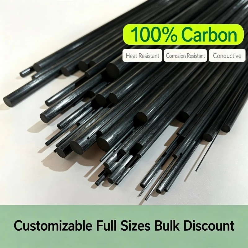 RC Aircraft Drone Model Spare Parts High Strength Heat‑Resistant Solid Carbon Fiber Rod Carbon Bar For DIY Project