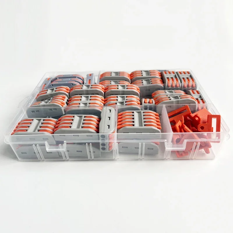 64/81/142PCS Boxed Mini Fast Wire Connector SPL Compact Conductor Spring Wiring Connector Conductor Push-in Terminal Block 222