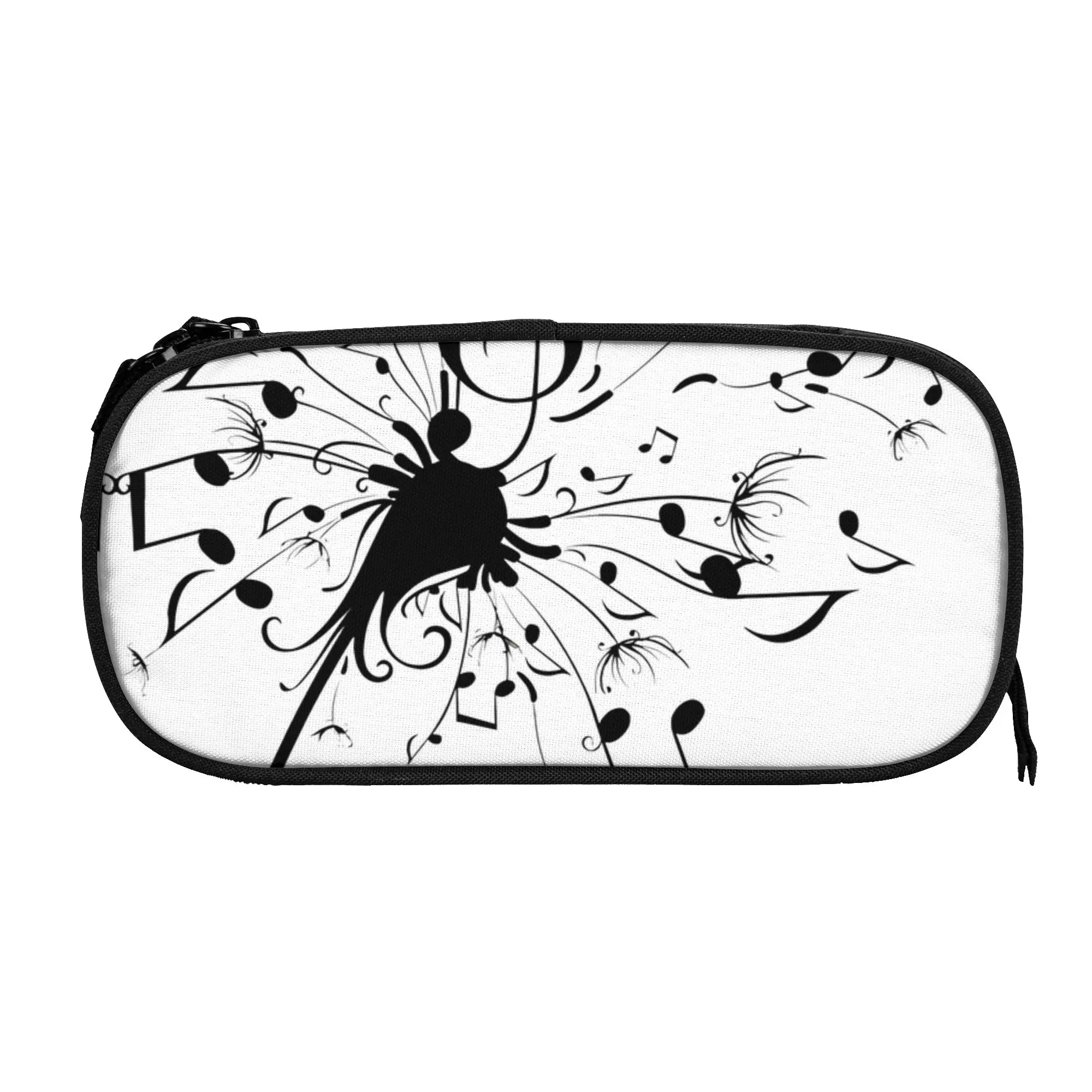 1 piece Lightweight Flower Pencil Case Student Pen Bag Music Notes School Stationery Bag