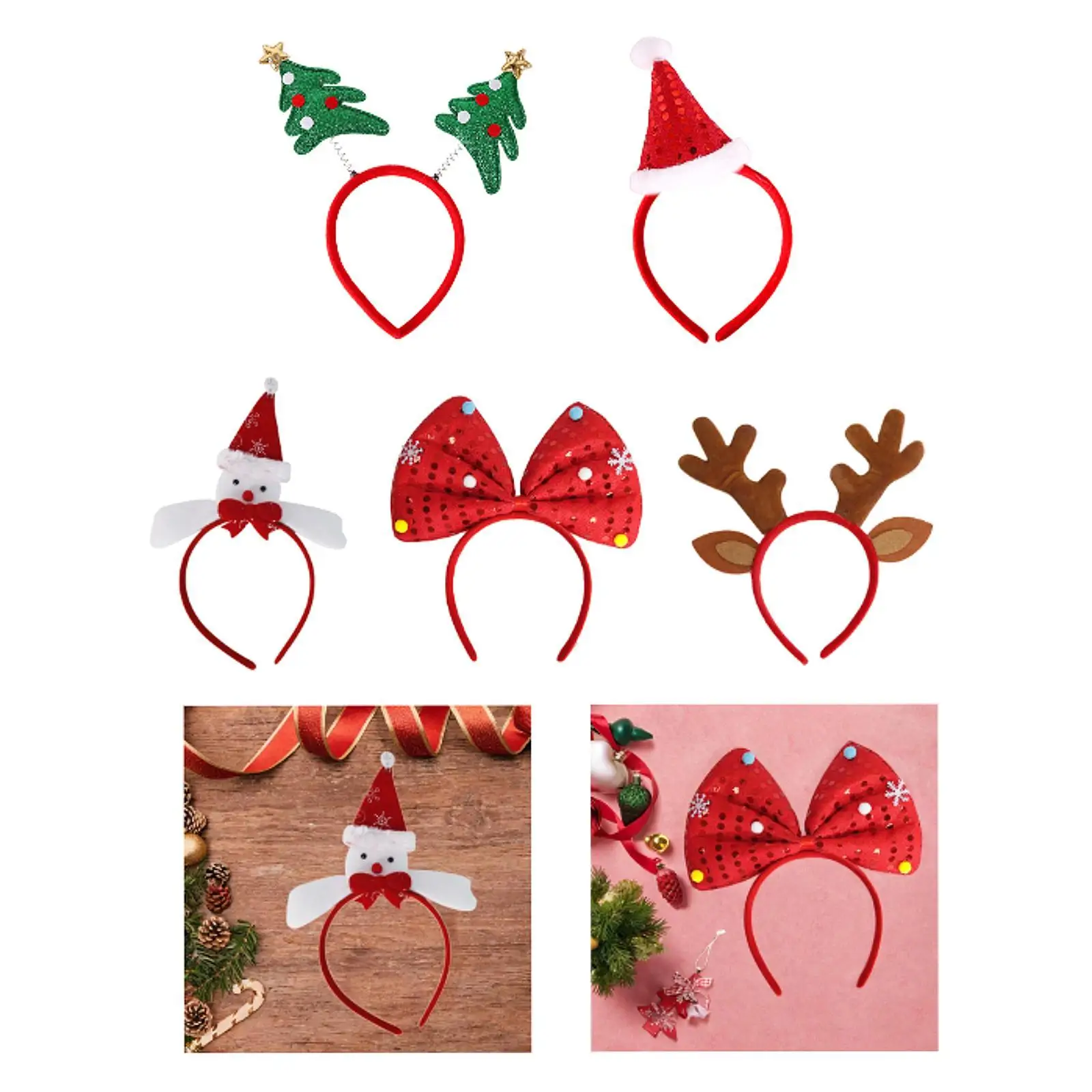 Christmas Headbands Hair Accessories Xmas Headwear Headdress for New Year Holiday