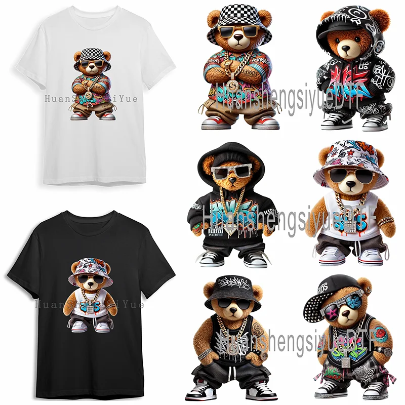

Ironing Sticker Clothes DTF Cool Bear Fashion T-shirt Hoodie DIY Jacket Patch Is Waterproof