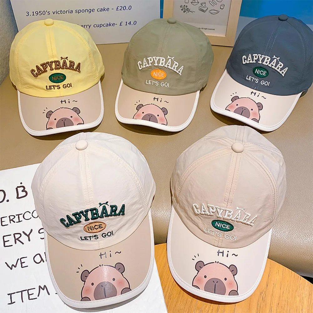 

New Capybara Kids Baseball Cap Lightweight Quick Drying Children Summer Hat Adjustable Kids Sunscreen Cap Outdoor