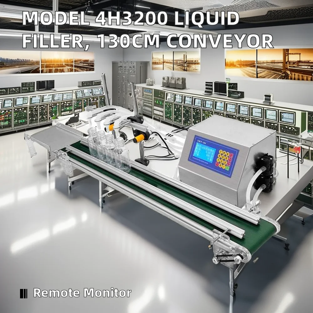 Model 4H3200 Small Liquid Bottle Filling Machine 130cm Conveyor for 500ml Volume Beverage Oil Vial Bag Packaging 220v for Water