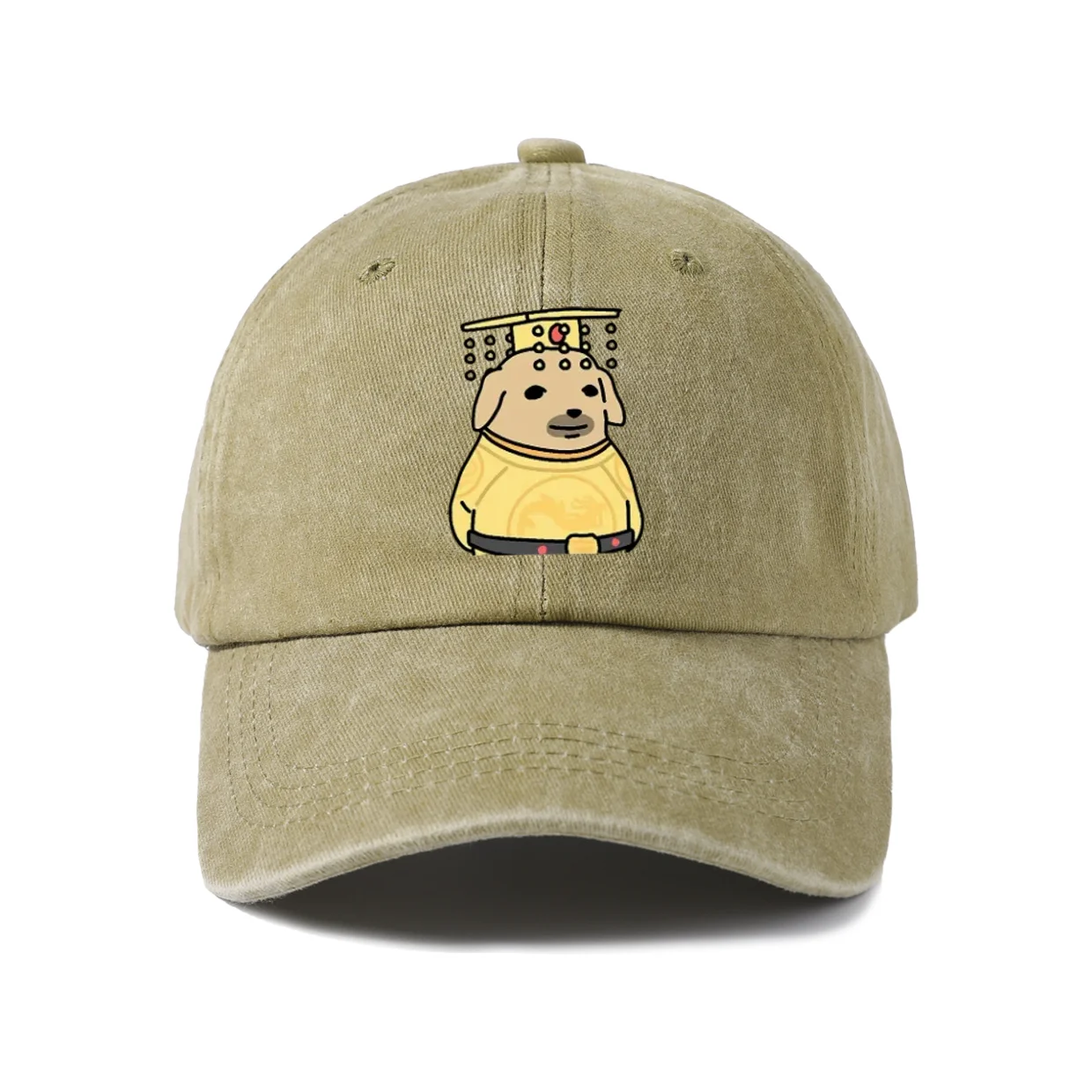 Whimsical Creature Illustration Graphic Baseball Cap, Vintage Washed Adjustable Unisex Dad Hat, Casual Gift