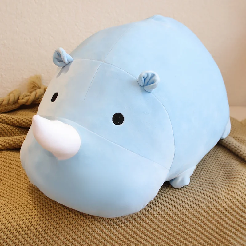 

Rhinocer Plush Stuffed Animal Blue Plushie Rhinoceros Pillow Toys For Girls Kawaii Baby Animal Pillow Cushion Kids Soft Toy