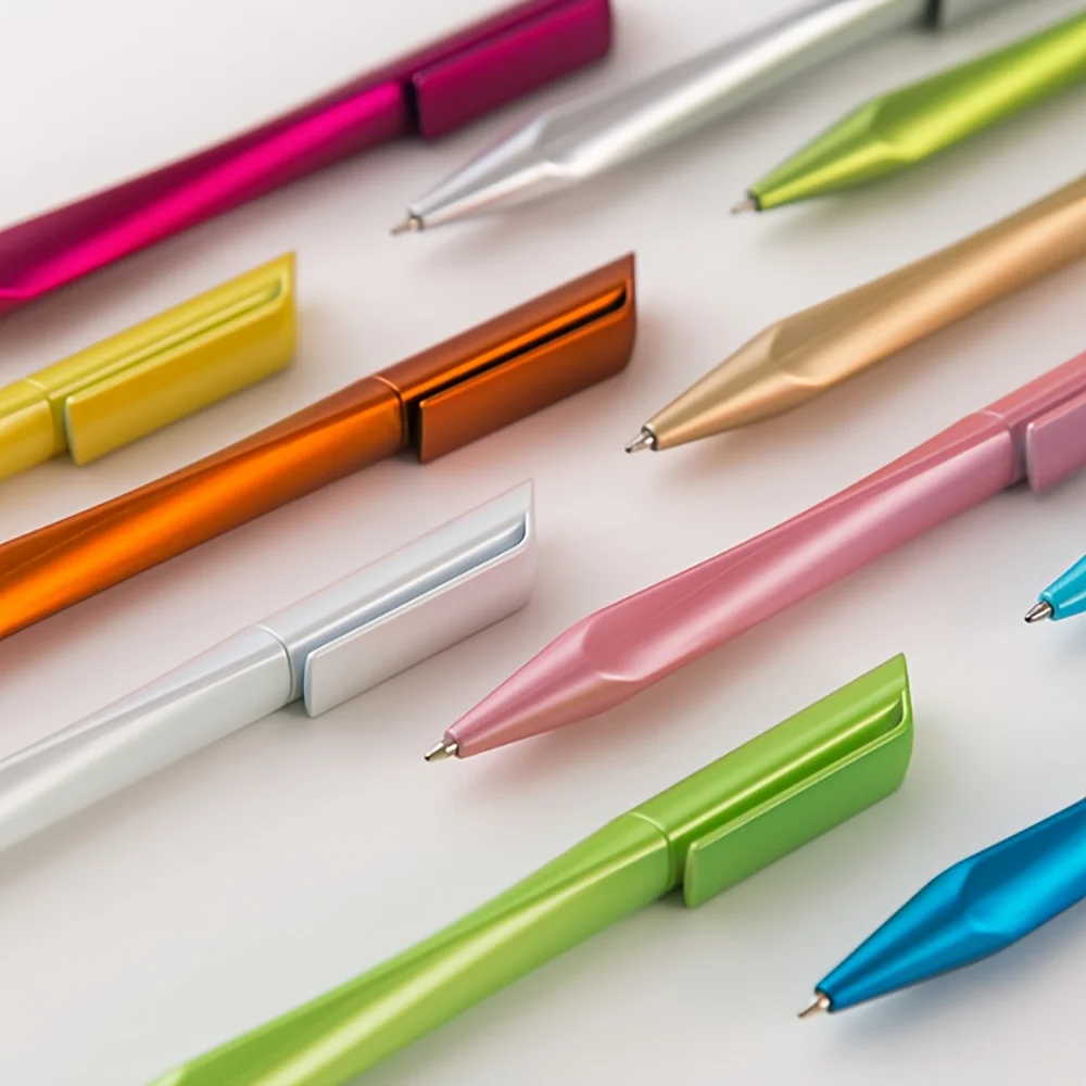Mixed Color 9/20/36/50-Piece Creative Spray-Painted Triangular Pens, Customizable with Company Logo, Name, Personal Anniversary, Etc., Easy-To-Twist Ballpoint Pens, Suitable for Advertising Promotions, Corporate Events