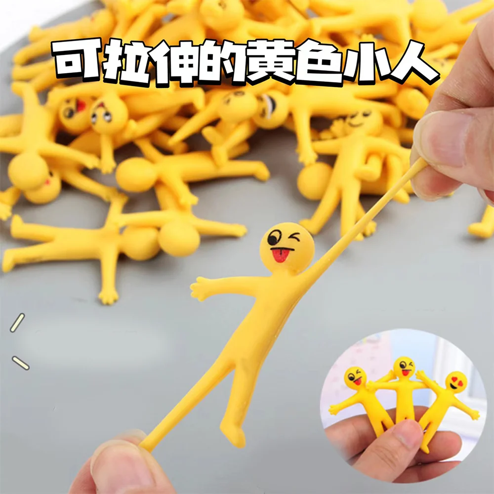 5pcs Random Style Yellow Little Man Soft Pinch To Relieve Daily Tension Decompression Slow Rebound Office Decoration Daily Toy.