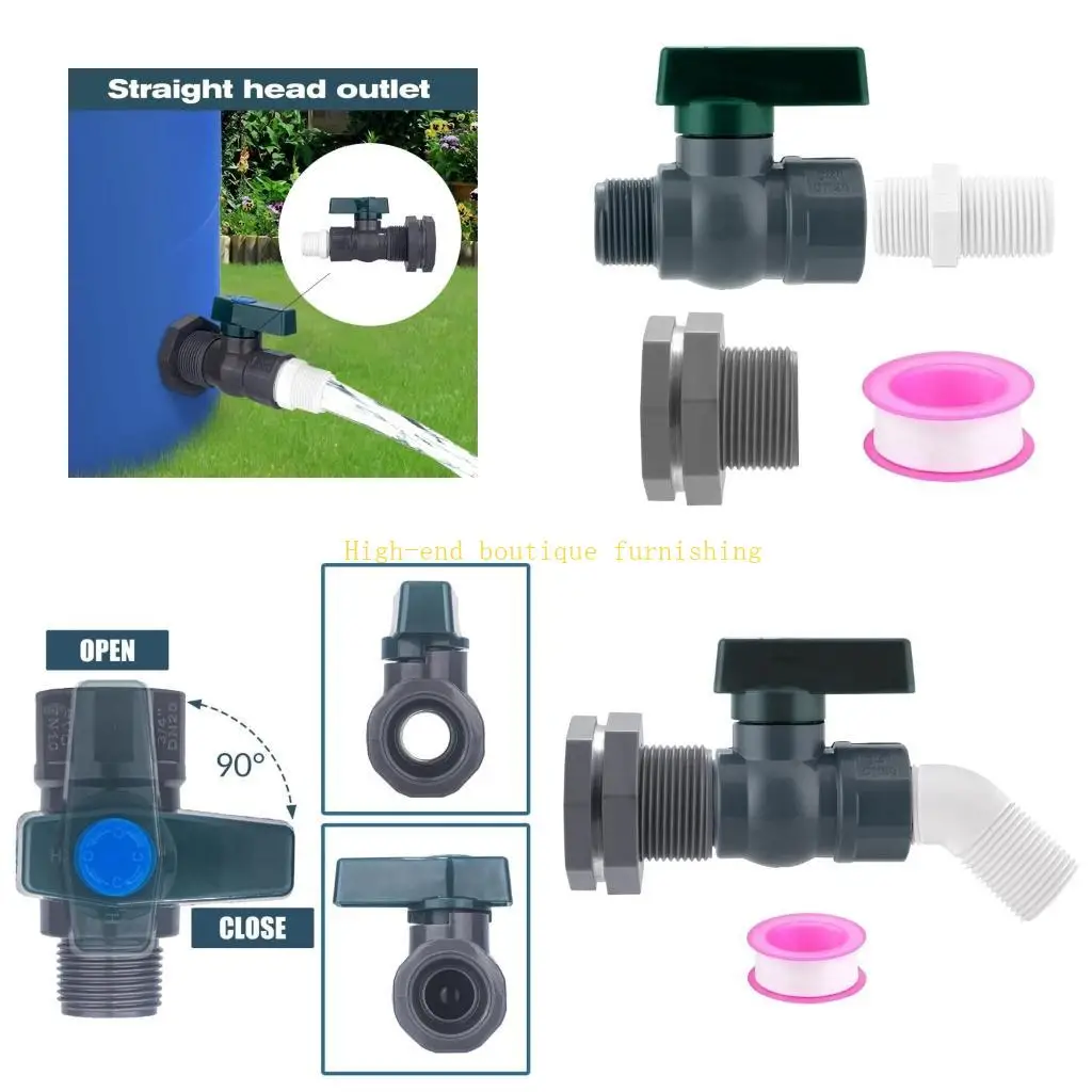 

L9NB Complete Rain Barrels Tap System With Shutoff Valves Hose Adapters Installation