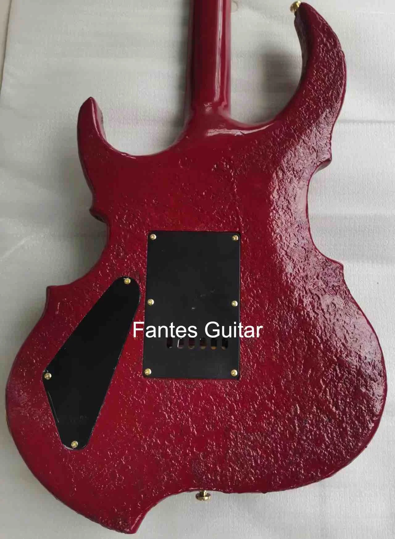 Custom GSP FRX FR Model Liquid Metal Red Electric Guitar Irregular Special Body